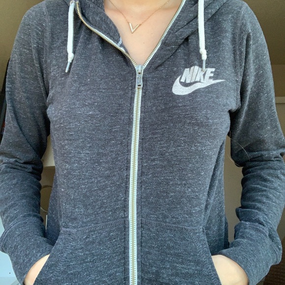 Nike Thin Heathered Dark Grey ZIP Up Sweatshirt S - Picture 2 of 3